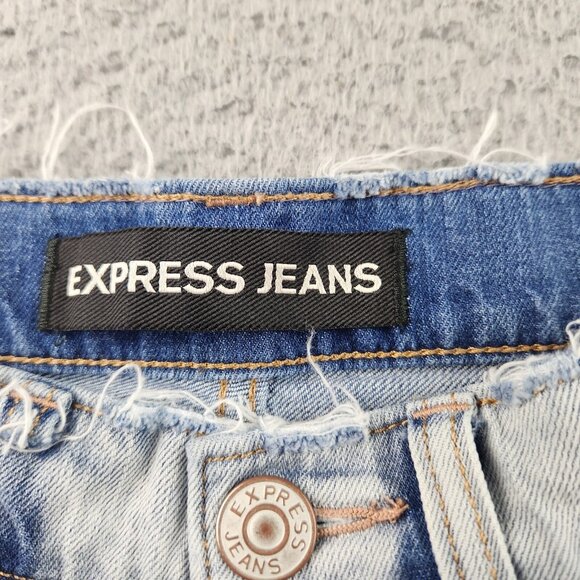 Women's Size 2 Blue Hot Pants Stretch Shorts Raw Hem Button Fly Booty Summer - Picture 9 of 10